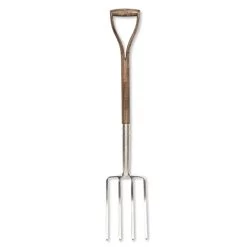 Spear And Jackson R712 Traditional Mirror Finish Stainless Steel Head Digging Fork With 1-Piece Hardwood Shaft