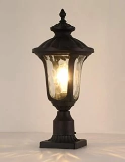GYDZ Outdoor Pillar Lights, Outdoor Post Light With Pier Mount Adapter, Vintage Post Lamp In Matte Black Finish With… -Garden Supply Store 316 IvpOjiL