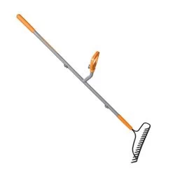 ERGIESHOVEL ERG-BWRK16 16-Tine Strain Reducing 54-Inch Steel Shaft Bow Rake, Gray/Orange