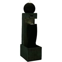Sunnydaze Modern Vogue Outdoor Water Fountain With LED Lights, Garden Sphere & Column Waterfall Feature, 35-Inch Tall -Garden Supply Store 31AQWBMGf2BL