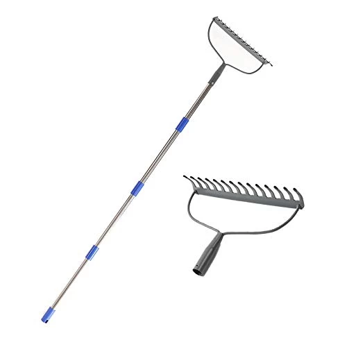 Garden Rake Heavy Duty Bow Rake With 72″ Stainless Steel Handle Metal Rake For Lawn With 14 Tines 1 Garden Rake Heavy Duty Bow Rake With 72″ Stainless Steel Handle Metal Rake For Lawn With 14 Tines