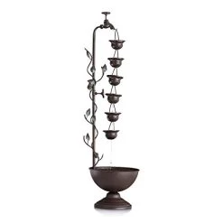 Alpine Metal Hanging 6-Cup Tier Layered Fountain, 36 Inch Tall , Bronze