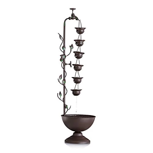Alpine Metal Hanging 6-Cup Tier Layered Fountain, 36 Inch Tall , Bronze 1 Alpine Metal Hanging 6-Cup Tier Layered Fountain, 36 Inch Tall , Bronze