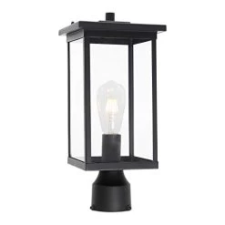 TODOLUZ 3-Lights Outdoor Post Porch Lantern Light Fixture With Clear Glass, Exterior Post Lighting In Black Finish For…