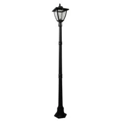 Nature Power 72-Inch Bayport Solar Charged Lamp Post With Super Bright Natural White LEDs, Black