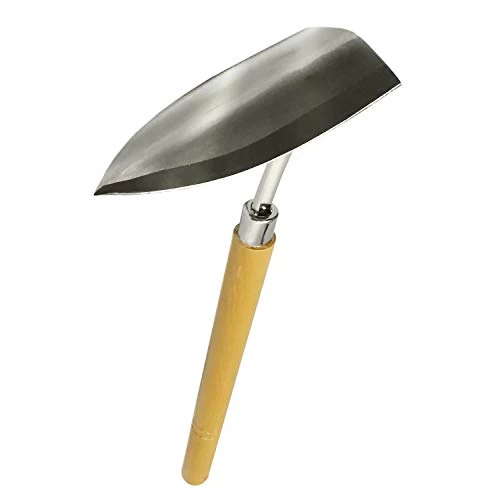 Japanese Garden Landscaping Triangle Hoe With Stainless Steel Blade & Wood Handle