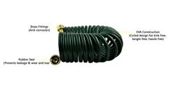 Instapark GHN-06-25 Heavy-Duty EVA Recoil Garden Hose 25ft With 7-Pattern Spray Nozzle, Green, 25 Foot -Garden Supply Store 31Z7mS2PRWL