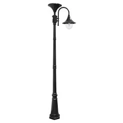 GAMA SONIC GS-109F-B Everest Post Lamp Outdoor Solar Light Fixture, 3″ Pole-Fitter Mount, Black