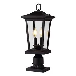 Outdoor Post Lights, Cast Aluminum Post Light Fixture, 2-Light Pole Mount Light With Clear Glass Panels, Matte Black…