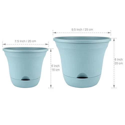 T4U Self Watering Planter Pot Round Blue 9.5 Inch Set Of 4, Plastic Plant Pot With Water Storage Base Indoor Outdoor… 5 T4U Self Watering Planter Pot Round Blue 9.5 Inch Set Of 4, Plastic Plant Pot With Water Storage Base Indoor Outdoor… - Image 5