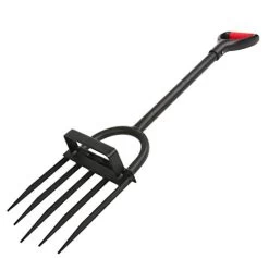 5-Tine Heavy Duty Pitch Fork For Gardening ā Long Handled Digging Fork Garden Claw Weeder