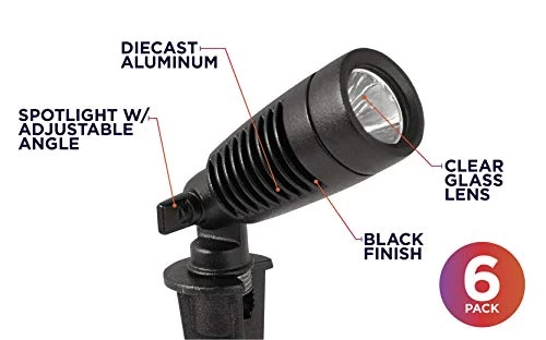 Moonrays 95536 1W Low Voltage LED Metal Spot Light Kit (6 Pack) Transformer, Connectors, 50 Feet Of Wire Black 3 Moonrays 95536 1W Low Voltage LED Metal Spot Light Kit (6 Pack) Transformer, Connectors, 50 Feet Of Wire Black - Image 3
