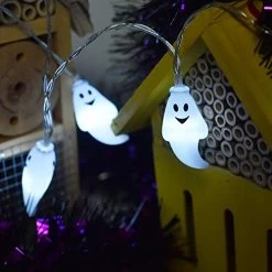 ILLUMINEW 25 LED Halloween White Ghost String Lights, 8 Modes Fairy String Lights, Battery Operated Halloween Lights… -Garden Supply Store 41 C5Tisz3L