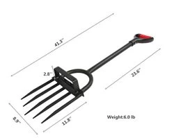 Spading Fork Garden Fork Border Fork Long Handled Digging Fork Traditional Stainless Steel Border Fork Compost Fork -Garden Supply Store 41 FM 2BPElL