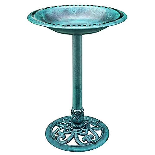 VIVOHOME 28 Inch Height Polyresin Lightweight Antique Outdoor Garden Bird Bath Green 1 VIVOHOME 28 Inch Height Polyresin Lightweight Antique Outdoor Garden Bird Bath Green