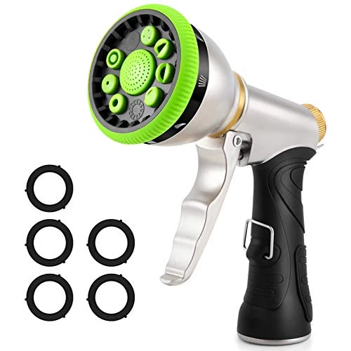 Water Hose Nozzle Spray Nozzle, Heavy Duty Metal Garden Hose Nozzle High Pressure Nozzle With 9 Adjustable Patterns… 1 Water Hose Nozzle Spray Nozzle, Heavy Duty Metal Garden Hose Nozzle High Pressure Nozzle With 9 Adjustable Patterns…