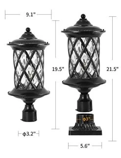 Industrial Exterior Lamp Post Lighting Fixtures Waterproof Post Light Outdoor With 3-Inch Pier Mount Base,Water Glass… -Garden Supply Store 410nT2xfN8L