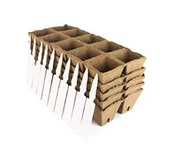 Seed Starter Peat Pots Tray – Kate Naturals. Germination Seedling Trays. Includes 10 Plastic Plant Markers. 5 Pack – 50… -Garden Supply Store 410rwALqmqL