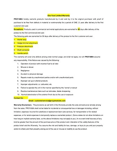 PROYAMA Powerful 42.7cc 5 In 1 Multi Functional Trimming Tools,Gas Hedge Trimmer,String Trimmer, Brush Cutter,Pole Saw… 5 PROYAMA Powerful 42.7cc 5 In 1 Multi Functional Trimming Tools,Gas Hedge Trimmer,String Trimmer, Brush Cutter,Pole Saw… - Image 5