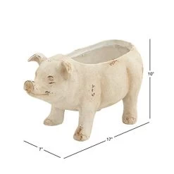 Benzara 79928 Adorable Pig Flower Pot, Cream -Garden Supply Store 412BL9utzaDL