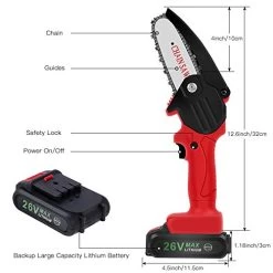 Mini Cordless ChainSaw With 2 Battery, Seesii 4-Inch Cordless Electric Pruning Chain Saw, One-Handed Portable Battery… -Garden Supply Store 412Baj2Yjy2L