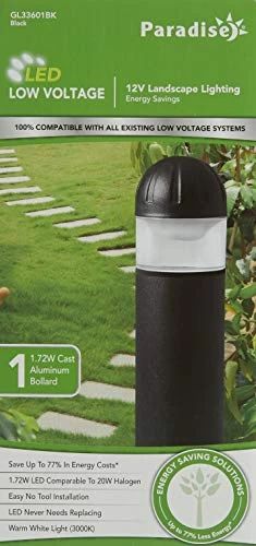 Paradise GL33601BK Low Voltage Cast Aluminum LED Bollard Light, Black 4 Paradise GL33601BK Low Voltage Cast Aluminum LED Bollard Light, Black - Image 4