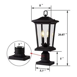 Outdoor Post Lights, Cast Aluminum Post Light Fixture, 2-Light Pole Mount Light With Clear Glass Panels, Matte Black… -Garden Supply Store 412ZwvjJYlL