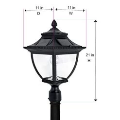 Gama Sonic Black Solar Outdoor Post Light, Pagoda Bulb, 1-Light With 3 Mounting Options, Cast Aluminum, 3-inch Fitter… -Garden Supply Store 412oG1CPDCL