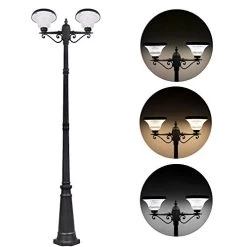 120W Solar Lamp Post Light Outdoor, 86″ Solar Powered Street Lights With 2-Head,Outdoor Solar Light For Front/Back Door, Street, Garden(with Pole)