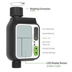 S SMAUTOP Hose Automatic Watering Timer,Irrigation Timer With Timed Irrigation, Rain Sensor 3 Separate Irrigation… -Garden Supply Store 413xweuNoUL