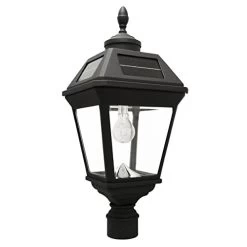 GAMA SONIC GS-97B-F Imperial Bulb Light Outdoor Solar Lamp, 3″ Post Fitter Mount (only), Warm White LED, Black