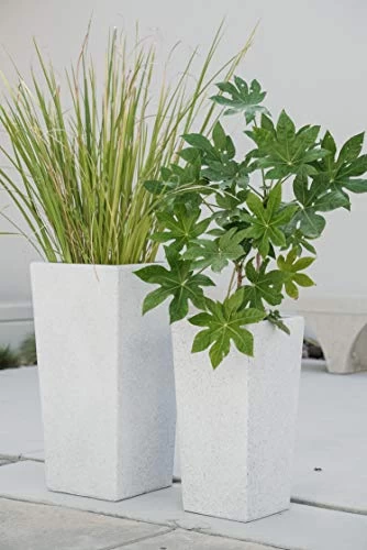 Canary Products PL2915GR Xbrand Modern Nested Grey Square Flower Pot Planter, 29 Inch & 24 Inch Tall 1 Canary Products PL2915GR Xbrand Modern Nested Grey Square Flower Pot Planter, 29 Inch & 24 Inch Tall