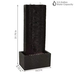 Sunnydaze Rippling Tower Outdoor Water Fountain With Lights, Garden & Patio Waterfall Feature, 31-Inch Tall -Garden Supply Store 414IdW9DxrL