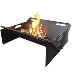 Solid Steel Flate Plate Wood Fire Pit – 32l’ X 25w X 12.5″ H – Prograde Heavy Duty Steel Portable Outdoor Wood Burning Fire Pit, For Backyard Fire, Fishing, And Camping