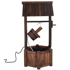 Giantex Wishing Well Water Fountain Rustic Wooden Outdoor Garden Decorative Fountain Backyard W/ Electric Pump -Garden Supply Store 415CGBrCmjL