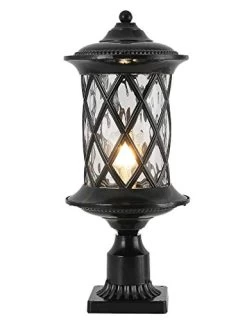 Industrial Exterior Lamp Post Lighting Fixtures Waterproof Post Light Outdoor With 3-Inch Pier Mount Base,Water Glass…