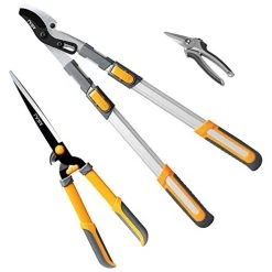 AIRAJ 3Pcs Professional Hedge Lopper Set,27ā³ Tree Loppers,24ā Heavy Duty Hedge Shears And 7.5ā Cut Easy Hand Pruners,The Best Choice For Garden Tools