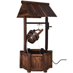 Giantex Wishing Well Water Fountain Rustic Wooden Outdoor Garden Decorative Fountain Backyard W/ Electric Pump -Garden Supply Store 4193d 6LOGL