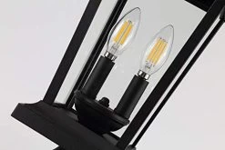 Outdoor Post Lights, Cast Aluminum Post Light Fixture, 2-Light Pole Mount Light With Clear Glass Panels, Matte Black… -Garden Supply Store 419OSE2BpXVL