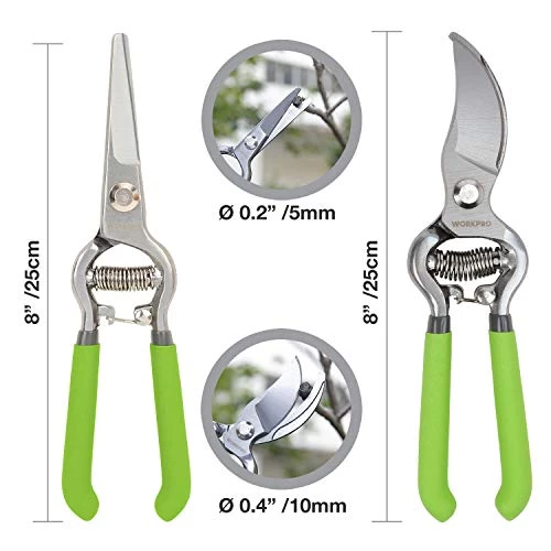 WORKPRO 2-Piece Pruning Shears Set, 8″ Bypass Garden Shears And 8” Handing Pruner With Steel Straight Blade For Flowers, Small Gardens 4 WORKPRO 2-Piece Pruning Shears Set, 8″ Bypass Garden Shears And 8” Handing Pruner With Steel Straight Blade For Flowers, Small Gardens - Image 4