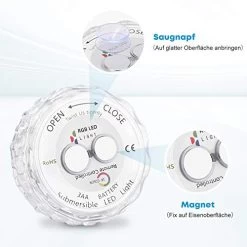 Kohree Pool Lights, 4 PCs RGB IP68 Waterproof Submersible Led Lights With Magnetic & Suction Cups, 360 Degree RF Remote… 10 Kohree Pool Lights, 4 PCs RGB IP68 Waterproof Submersible Led Lights With Magnetic & Suction Cups, 360 Degree RF Remote… -Garden Supply Store 41Be519i9JL