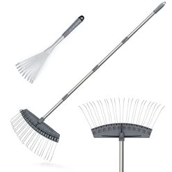 Altdoff Yard Thatch Rake Adjustable And Hand Rake, Leaf Rake Set, Garden Rake Used For Lawns, Leaves, Thatch, Gravelā¦