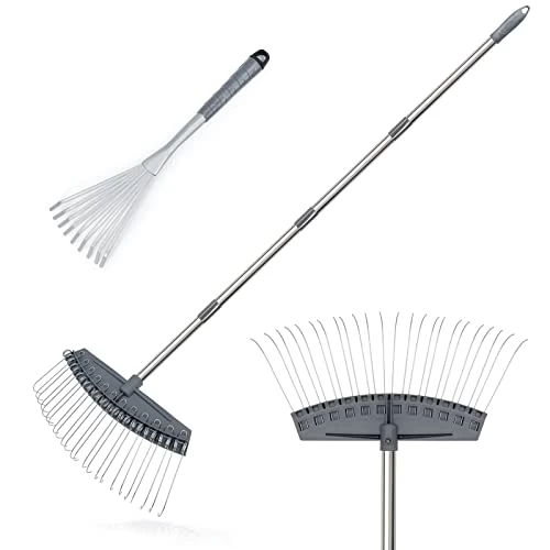 Altdoff Yard Thatch Rake Adjustable And Hand Rake, Leaf Rake Set, Garden Rake Used For Lawns, Leaves, Thatch, Gravel… 1 Altdoff Yard Thatch Rake Adjustable And Hand Rake, Leaf Rake Set, Garden Rake Used For Lawns, Leaves, Thatch, Gravel…