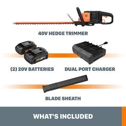 WORX WG284 40V (2.0Ah) 24″ Cordless Hedge Trimmer -Garden Supply Store 41FXALHe9KL