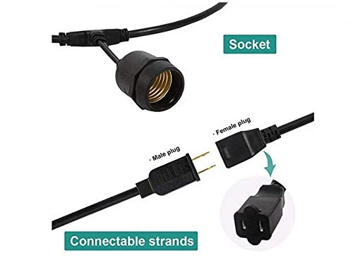 Addlon 96 FT (2x48FT) Outdoor String Lights Commercial Grade Strand 32 Edison Vintage Bulbs 30 Hanging Sockets, UL… 2 Addlon 96 FT (2x48FT) Outdoor String Lights Commercial Grade Strand 32 Edison Vintage Bulbs 30 Hanging Sockets, UL… - Image 2