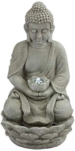 Sitting Buddha Asian Zen Outdoor Bubbler Water Fountain 22″ High With LED Light Meditation Decor For Garden Patio Yard Deck Home Lawn Porch House Relaxation Exterior Balcony – John Timberland -Garden Supply Store 41GX2Bo1J11L