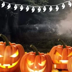 ILLUMINEW 25 LED Halloween White Ghost String Lights, 8 Modes Fairy String Lights, Battery Operated Halloween Lights… -Garden Supply Store 41GhpUfCetL