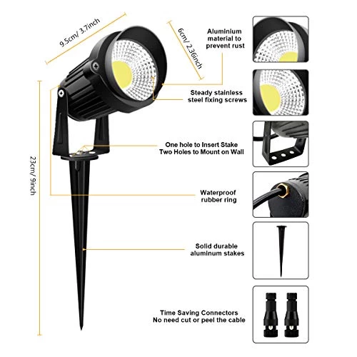 ZUCKEO 10W Landscape Lighting 5500K Daywhite 12V 24V Low Voltage LED Landscape Lighting IP66 Waterproof Landscaping… 2 ZUCKEO 10W Landscape Lighting 5500K Daywhite 12V 24V Low Voltage LED Landscape Lighting IP66 Waterproof Landscaping… - Image 2