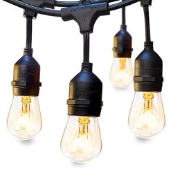 ADDLON 48ft Outdoor String Lights Commercial Great Weatherproof Strand 18 Edison Vintage Bulbs 15 Hanging Sockets UL…