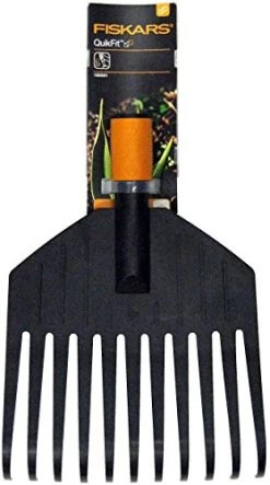 Fiskars Leaf Broom, Tool Head, Small, 11 Tines, Width: 21.3 Cm, Plastic Tines, Black/Orange, QuikFit, 1000659 -Garden Supply Store 41Ic637JtLL
